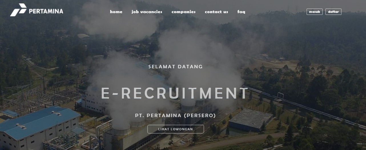 Screenshoot Recruitment PT. Pertamina
